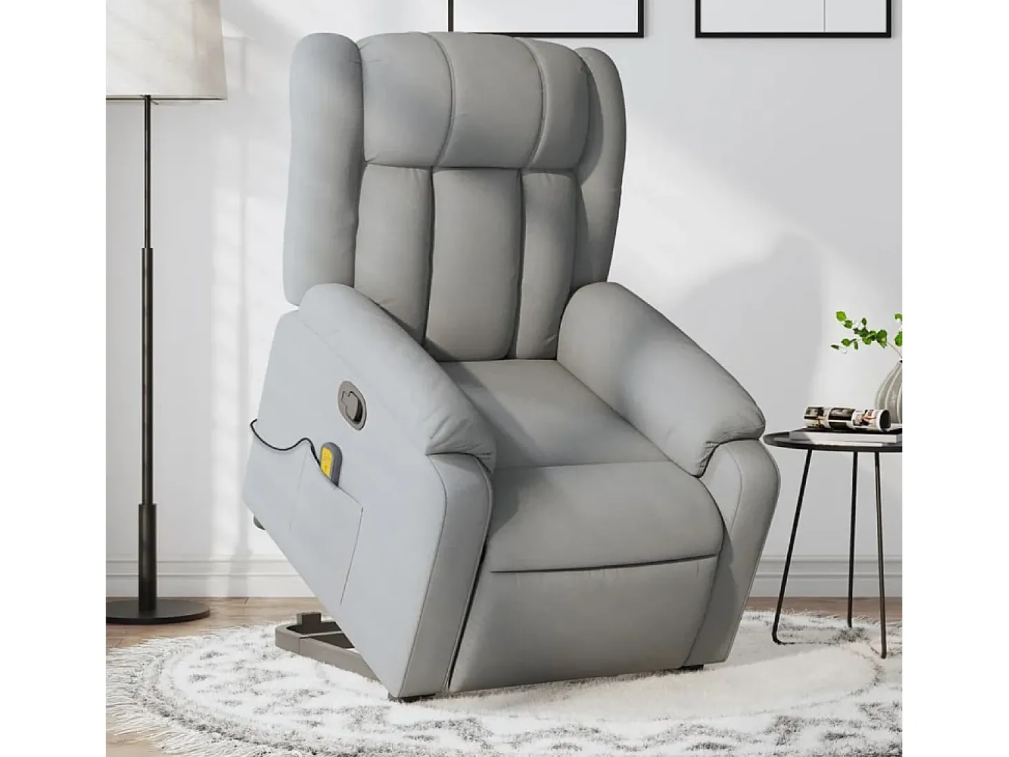 Poltrona reclinável massagens | Poltrona Confortável tecido cinzento-claro SHL695844