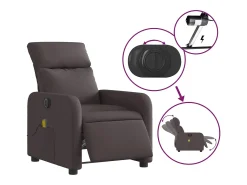 Poltrona reclinável massagens elétrica | Poltrona Confortável tecido castanho-escuro SHL627599