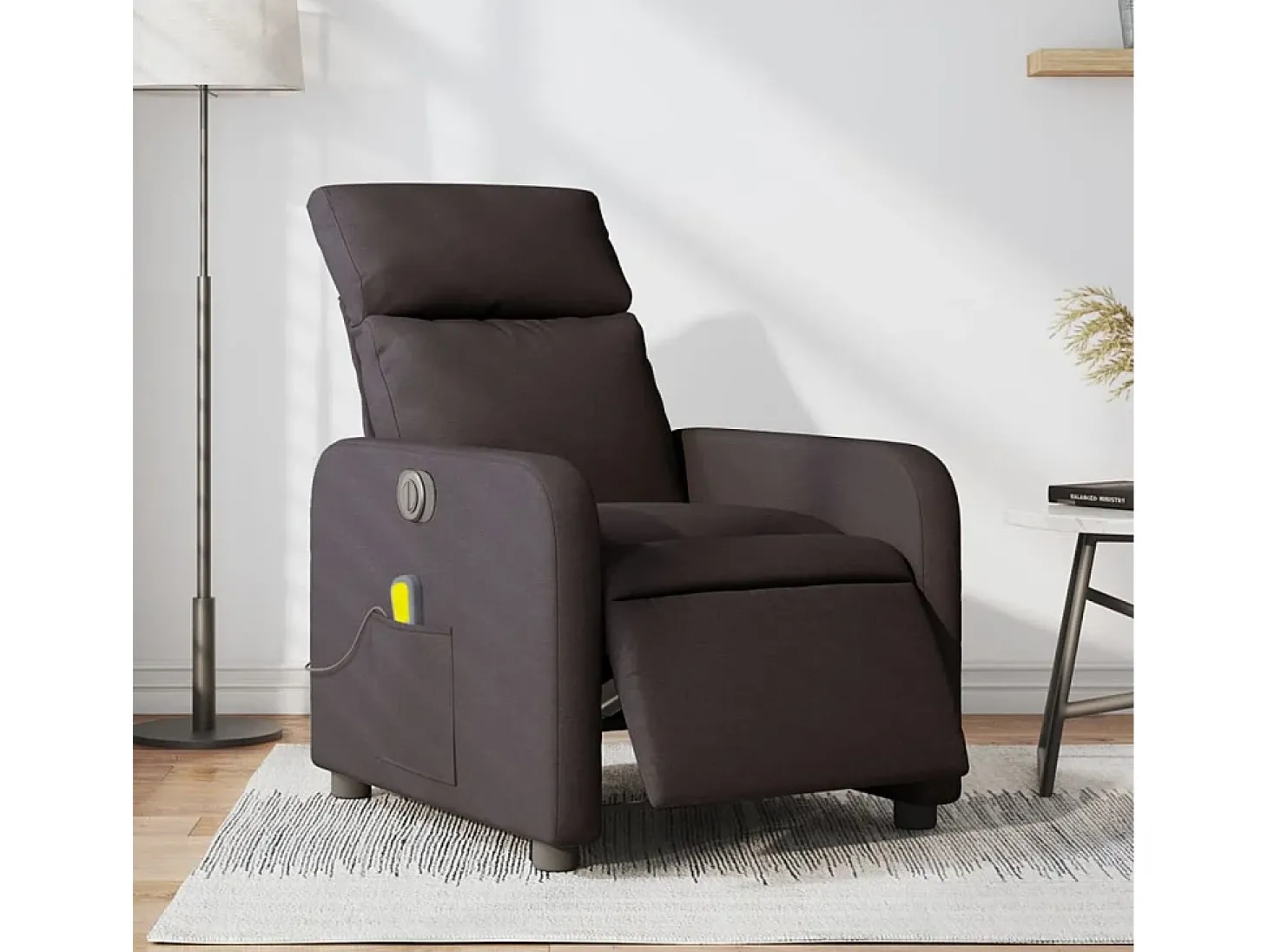 Poltrona reclinável massagens elétrica | Poltrona Confortável tecido castanho-escuro SHL627599
