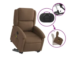 Poltrona reclinável massagens | Poltrona Confortável tecido castanho SHL492961