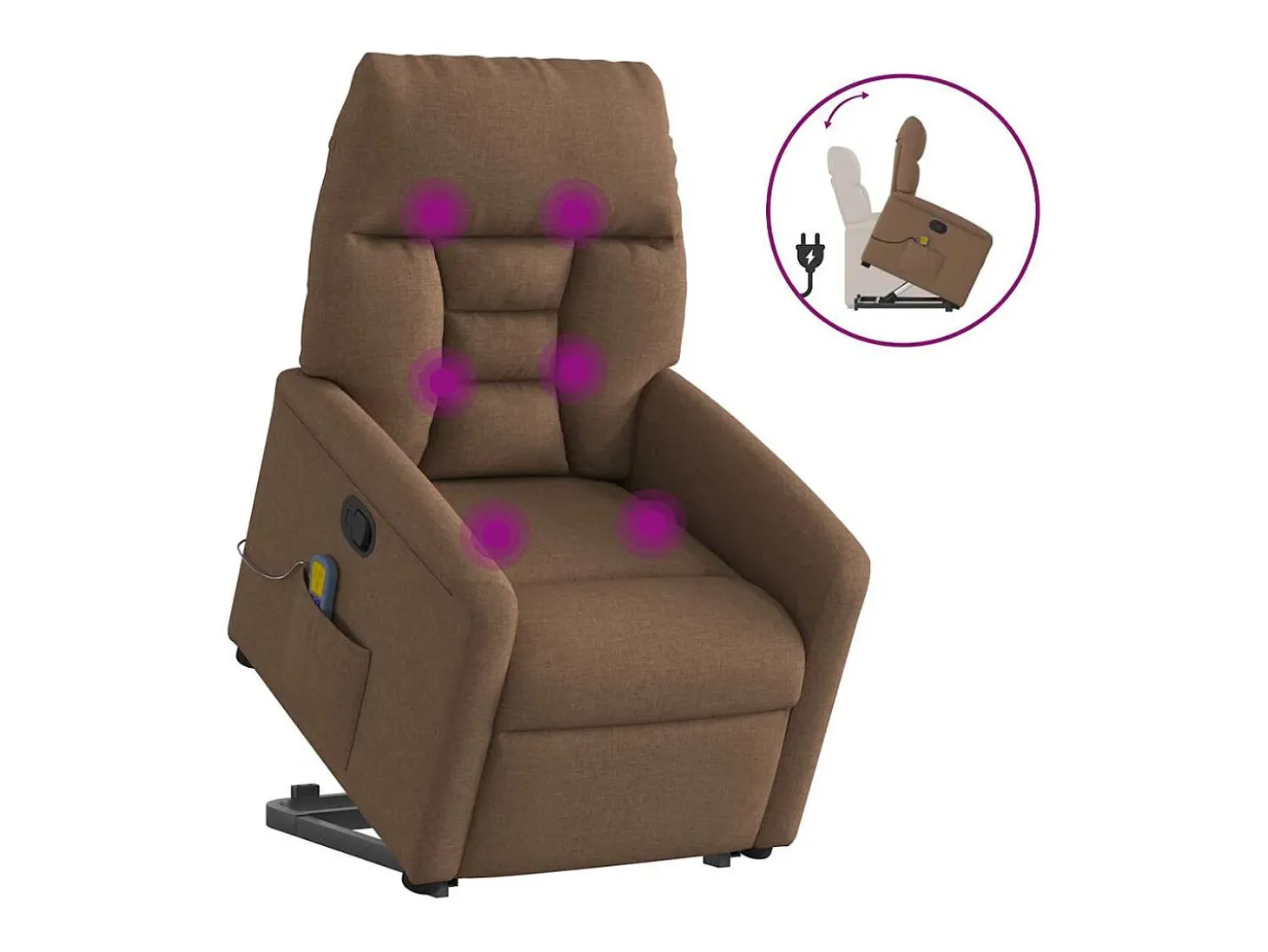Poltrona reclinável massagens | Poltrona Confortável tecido castanho SHL57599