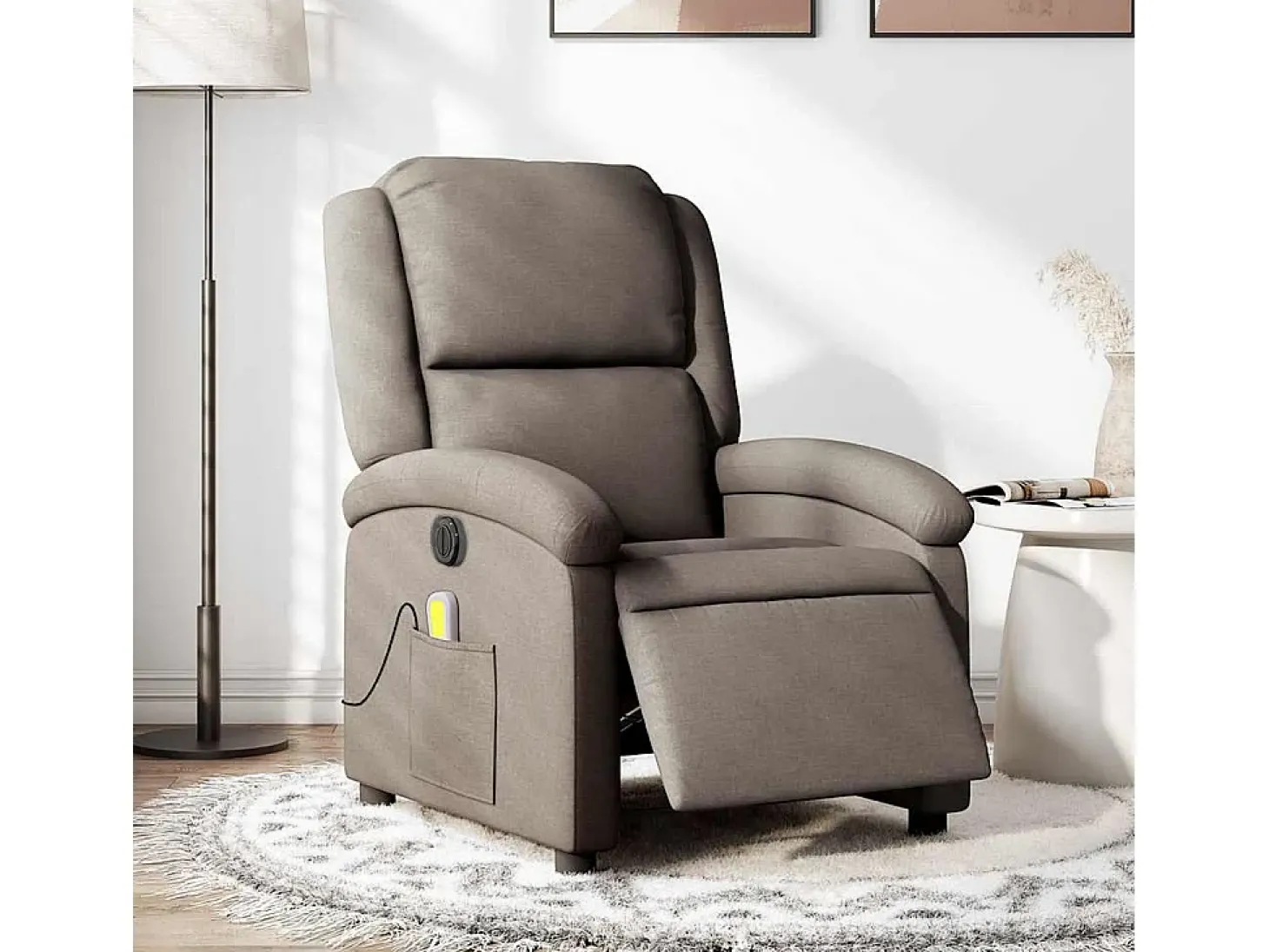 Poltrona reclinável massagens elétrica | Poltrona Confortável tecido cinza-acastanhado SHL878727