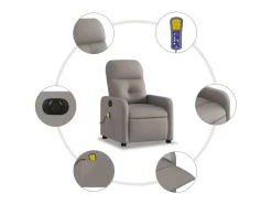 Poltrona reclinável massagens elétrica | Poltrona Confortável tecido cinza-acastanhado SHL946312