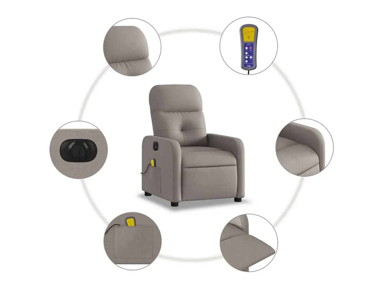 Poltrona reclinável massagens elétrica | Poltrona Confortável tecido cinza-acastanhado SHL946312