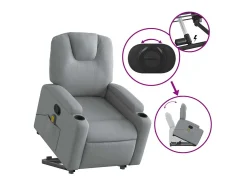 Poltrona reclinável massagens | Poltrona Confortável tecido cinzento-claro SHL642109
