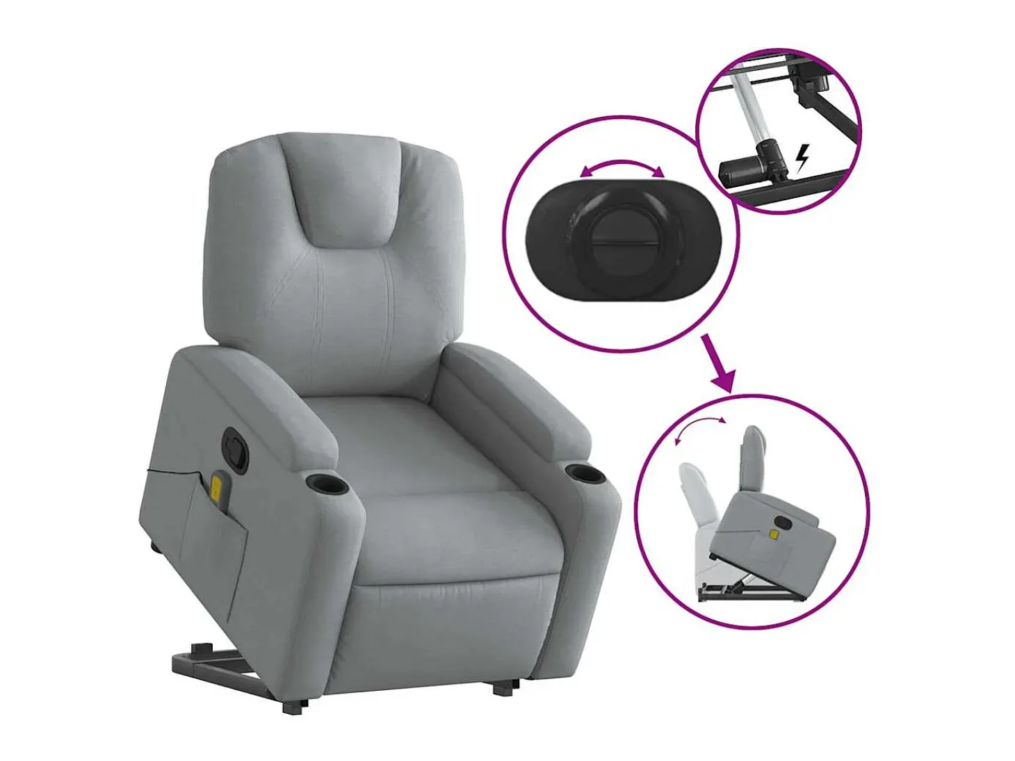 Poltrona reclinável massagens | Poltrona Confortável tecido cinzento-claro SHL642109