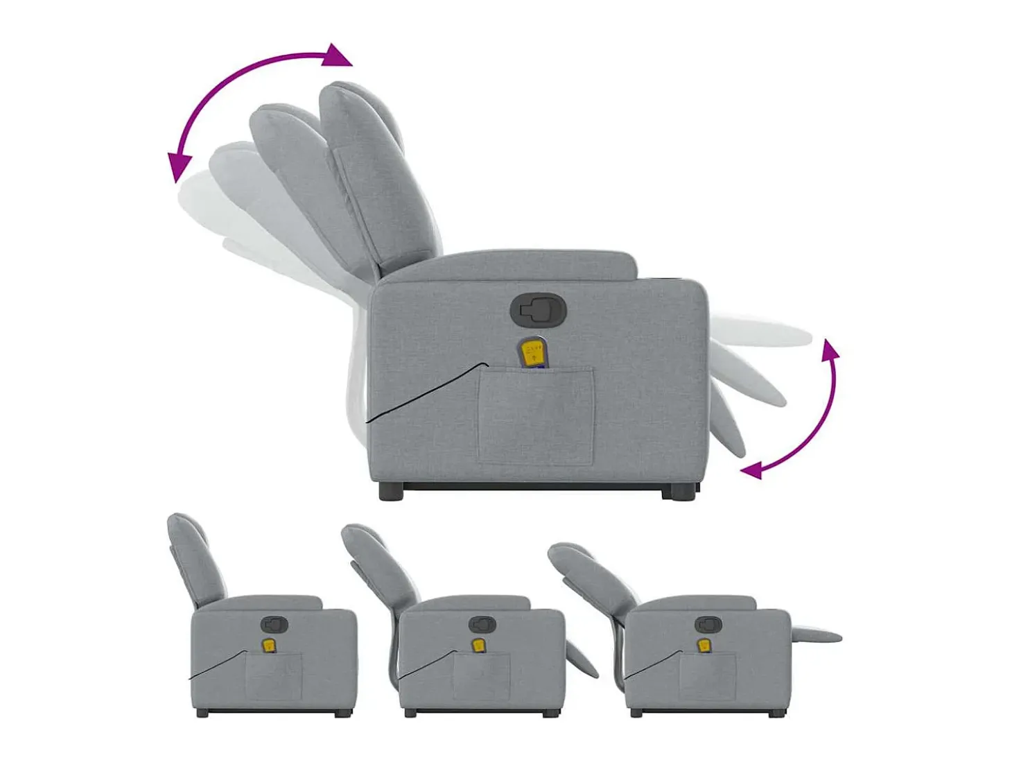 Poltrona reclinável massagens | Poltrona Confortável tecido cinzento-claro SHL642109