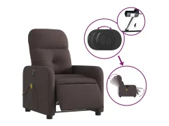 Poltrona reclinável massagens elétrica | Poltrona Confortável tecido castanho-escuro SHL203738
