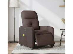 Poltrona reclinável massagens elétrica | Poltrona Confortável tecido castanho-escuro SHL203738