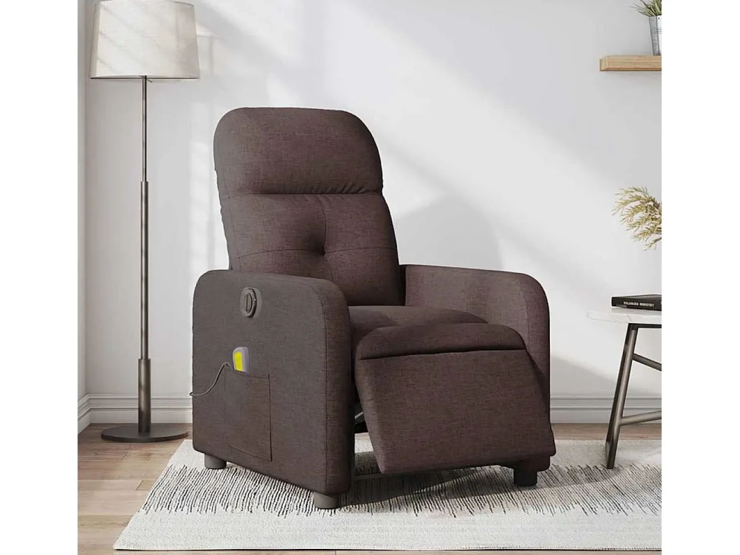 Poltrona reclinável massagens elétrica | Poltrona Confortável tecido castanho-escuro SHL203738