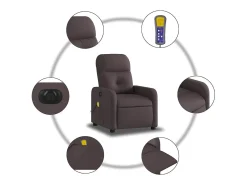 Poltrona reclinável massagens elétrica | Poltrona Confortável tecido castanho-escuro SHL203738