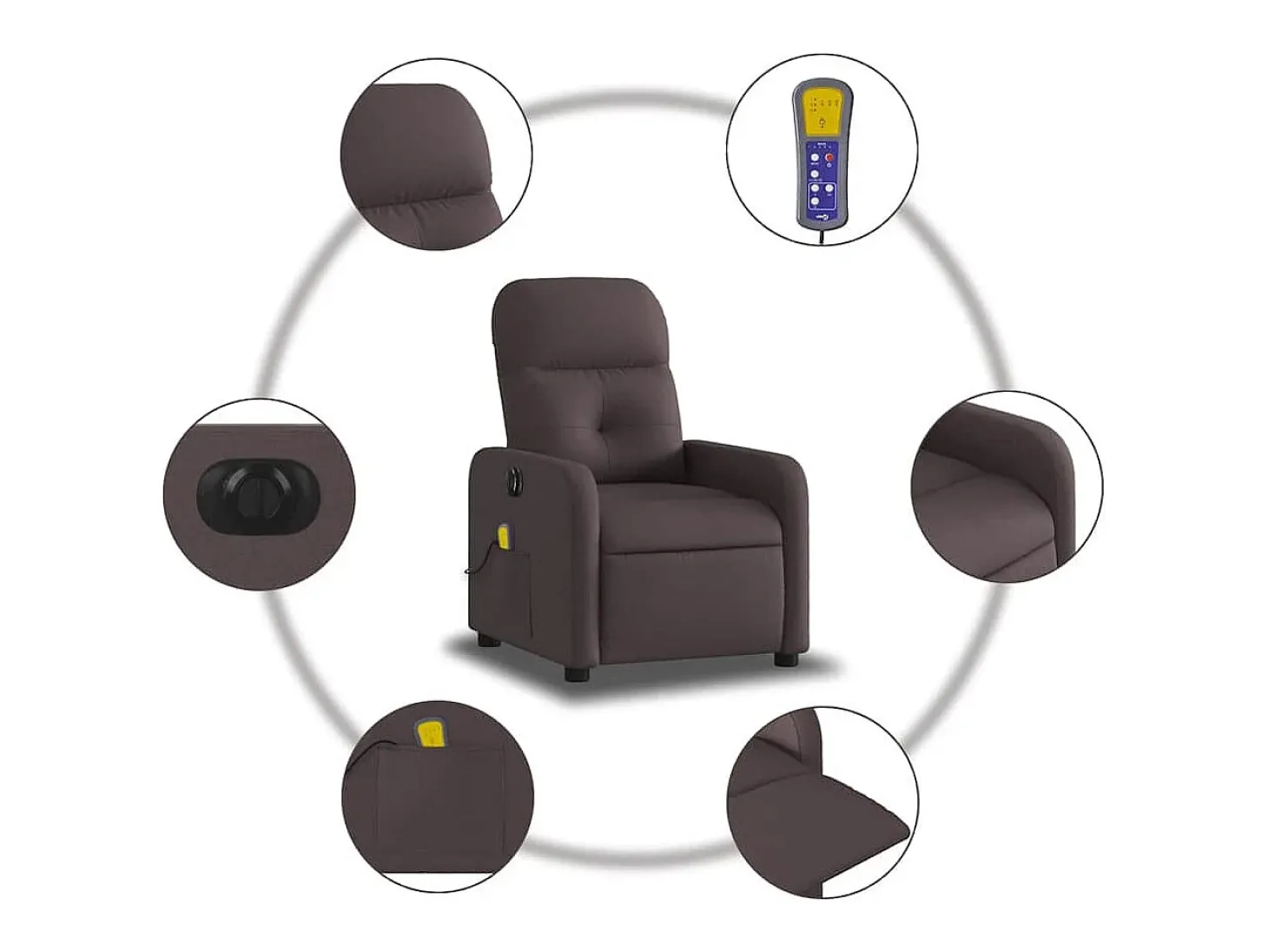 Poltrona reclinável massagens elétrica | Poltrona Confortável tecido castanho-escuro SHL203738