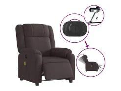 Poltrona reclinável massagens elétrica | Poltrona Confortável tecido castanho-escuro SHL844936