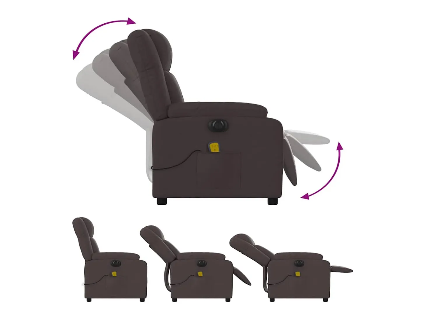 Poltrona reclinável massagens elétrica | Poltrona Confortável tecido castanho-escuro SHL844936