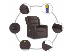 Poltrona reclinável massagens elétrica | Poltrona Confortável tecido castanho-escuro SHL455705