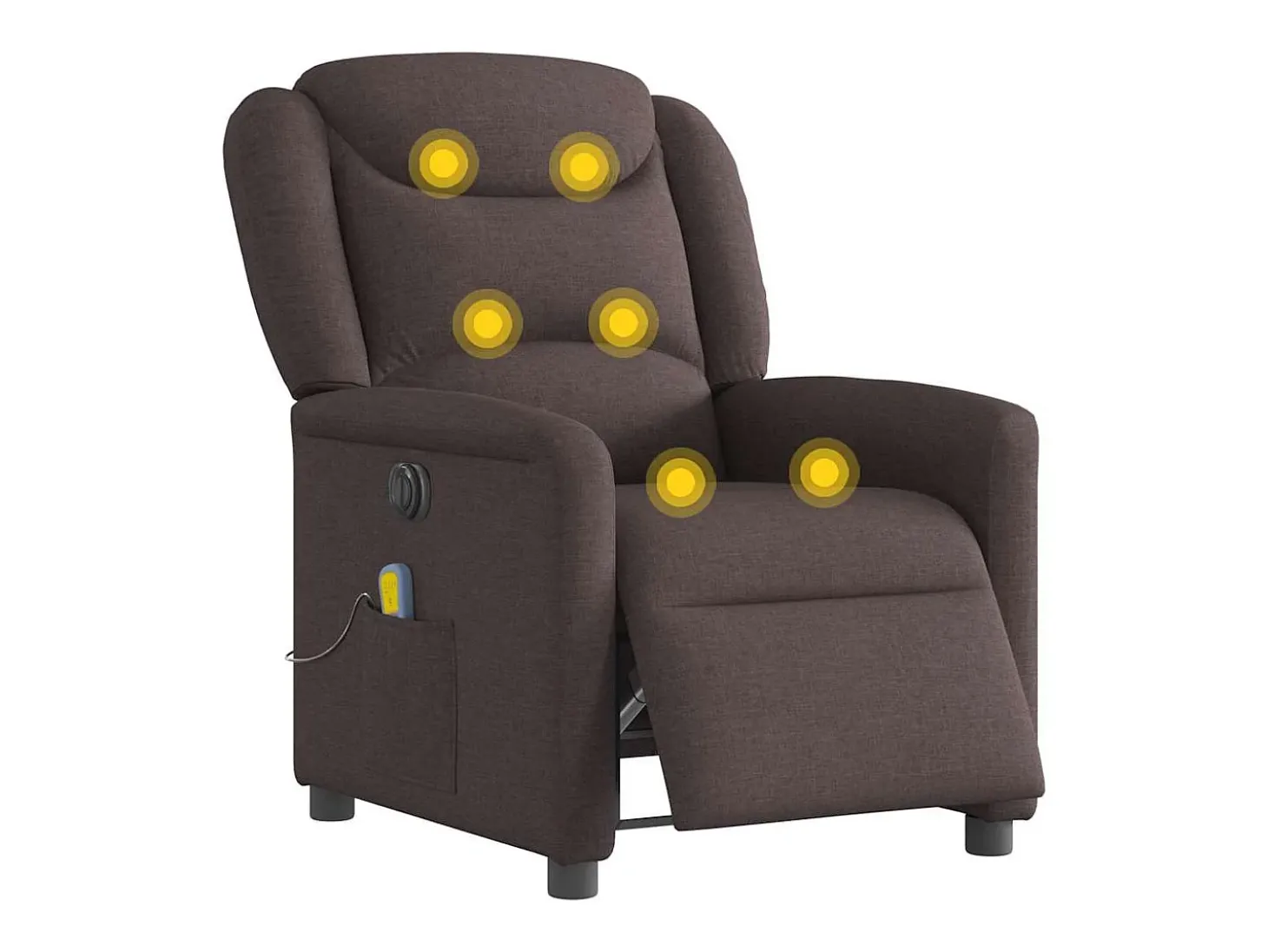 Poltrona reclinável massagens elétrica | Poltrona Confortável tecido castanho-escuro SHL455705