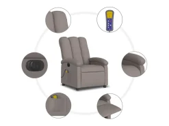 Poltrona reclinável massagens elétrica | Poltrona Confortável tecido cinza-acastanhado SHL885436