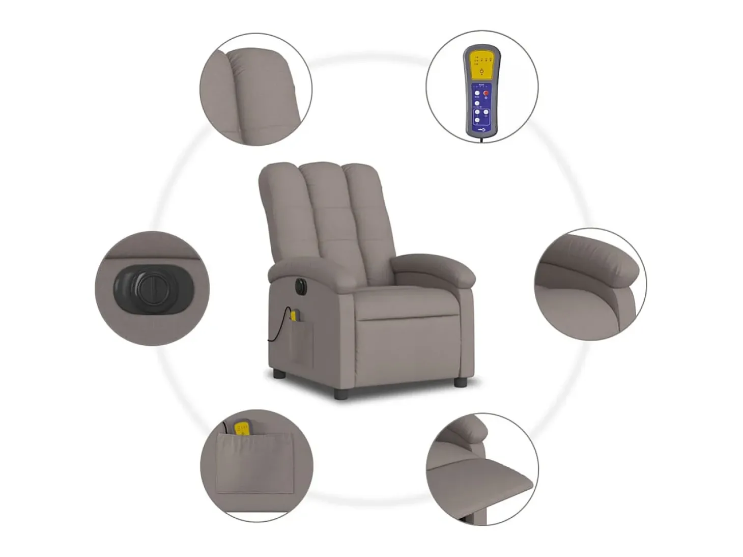 Poltrona reclinável massagens elétrica | Poltrona Confortável tecido cinza-acastanhado SHL885436