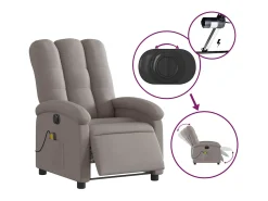 Poltrona reclinável massagens elétrica | Poltrona Confortável tecido cinza-acastanhado SHL885436
