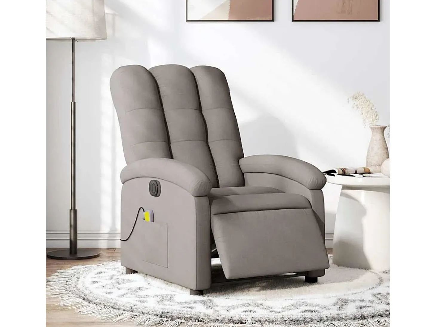 Poltrona reclinável massagens elétrica | Poltrona Confortável tecido cinza-acastanhado SHL885436