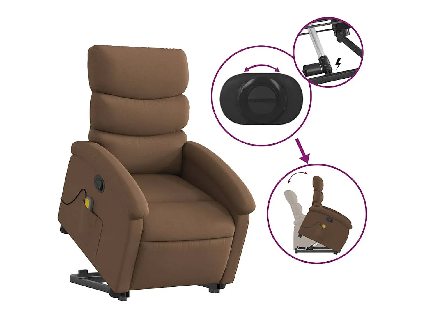Poltrona reclinável massagens | Poltrona Confortável tecido castanho SHL190173