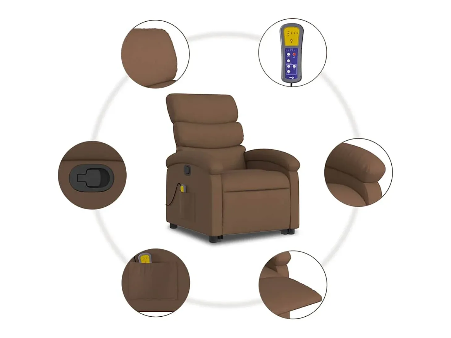 Poltrona reclinável massagens | Poltrona Confortável tecido castanho SHL190173
