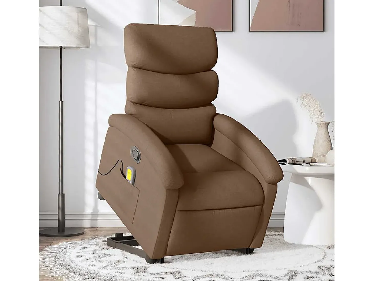 Poltrona reclinável massagens | Poltrona Confortável tecido castanho SHL190173