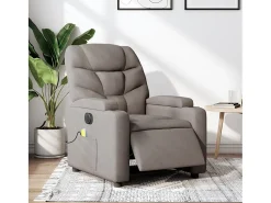 Poltrona reclinável massagens elétrica | Poltrona Confortável tecido cinza-acastanhado SHL876417