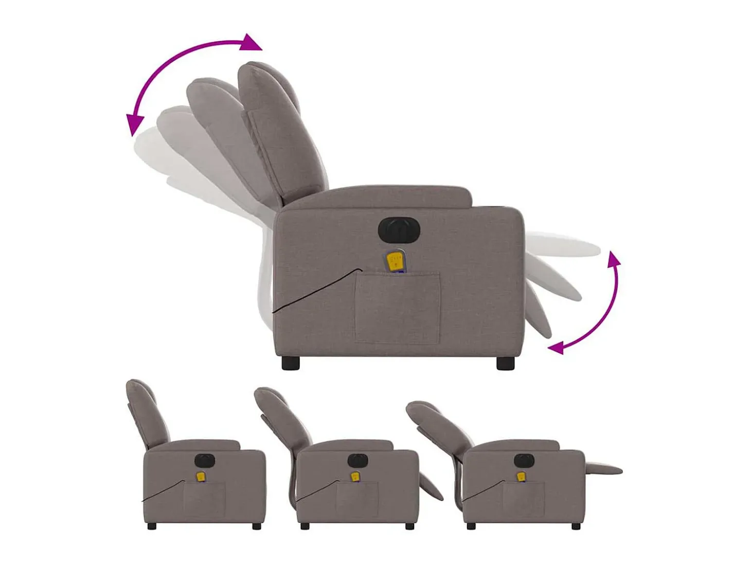 Poltrona reclinável massagens elétrica | Poltrona Confortável tecido cinza-acastanhado SHL640189