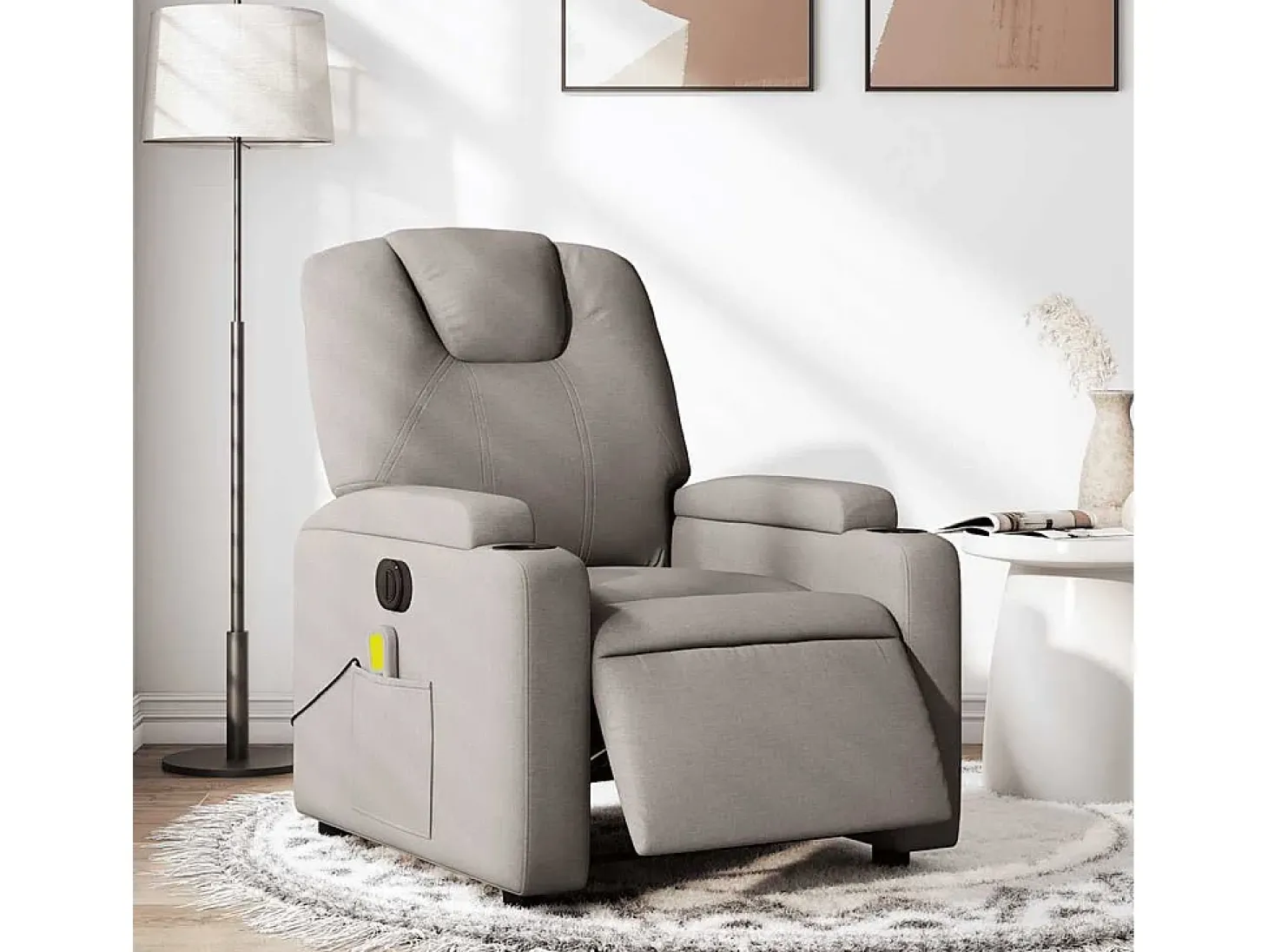 Poltrona reclinável massagens elétrica | Poltrona Confortável tecido cinza-acastanhado SHL640189
