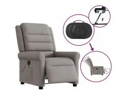 Poltrona reclinável massagens elétrica | Poltrona Confortável tecido cinza-acastanhado SHL279624