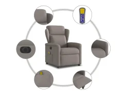 Poltrona reclinável massagens elétrica | Poltrona Confortável tecido cinza-acastanhado SHL934040
