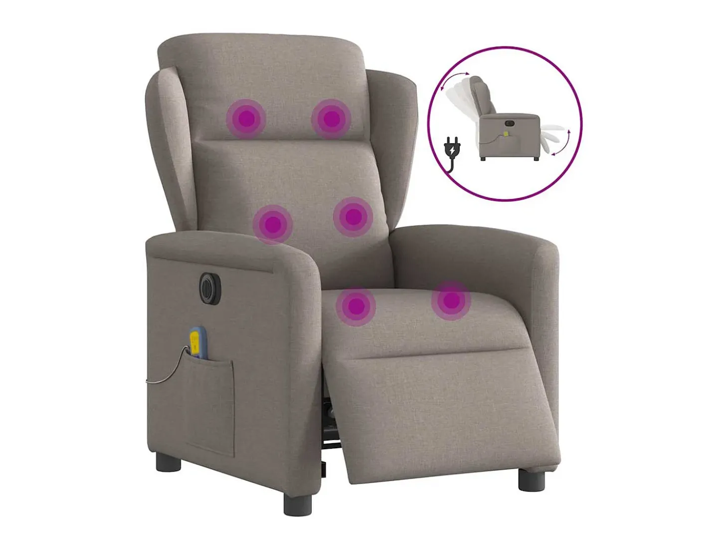 Poltrona reclinável massagens elétrica | Poltrona Confortável tecido cinza-acastanhado SHL934040