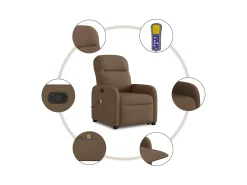 Poltrona reclinável massagens tecido castanho