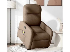 Poltrona reclinável massagens tecido castanho
