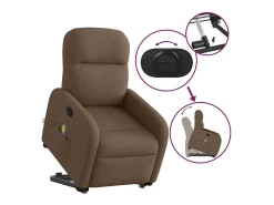 Poltrona reclinável massagens tecido castanho
