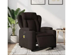 Poltrona reclinável massagens elétrica | Poltrona Confortável tecido castanho-escuro SHL664329