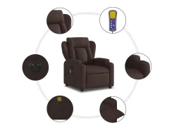Poltrona reclinável massagens elétrica | Poltrona Confortável tecido castanho-escuro SHL664329