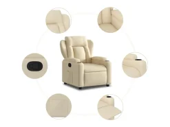 Poltrona reclinável tecido cor creme PT881917
