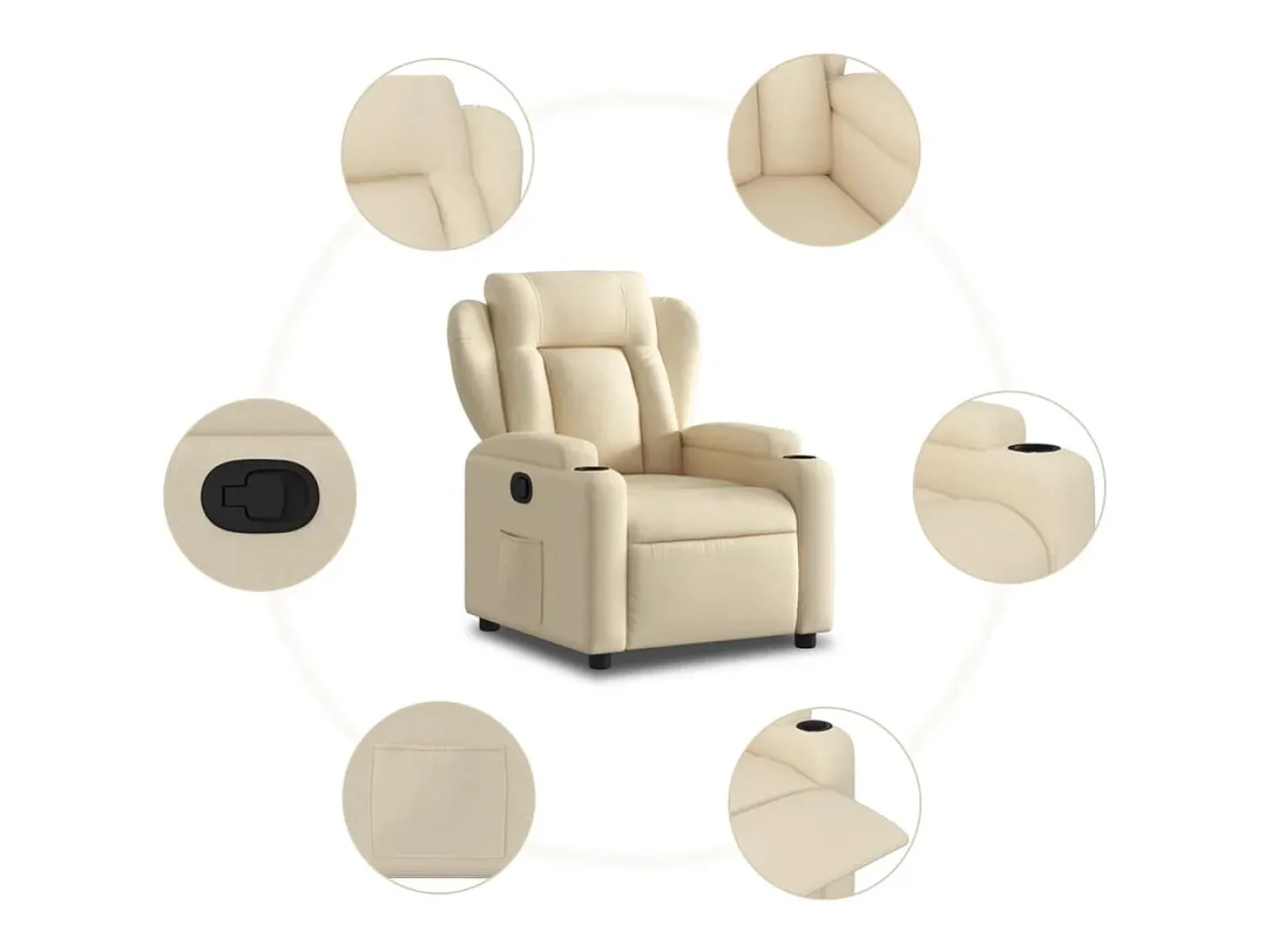 Poltrona reclinável tecido cor creme PT881917