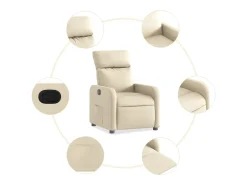 Poltrona reclinável tecido cor creme PT482953