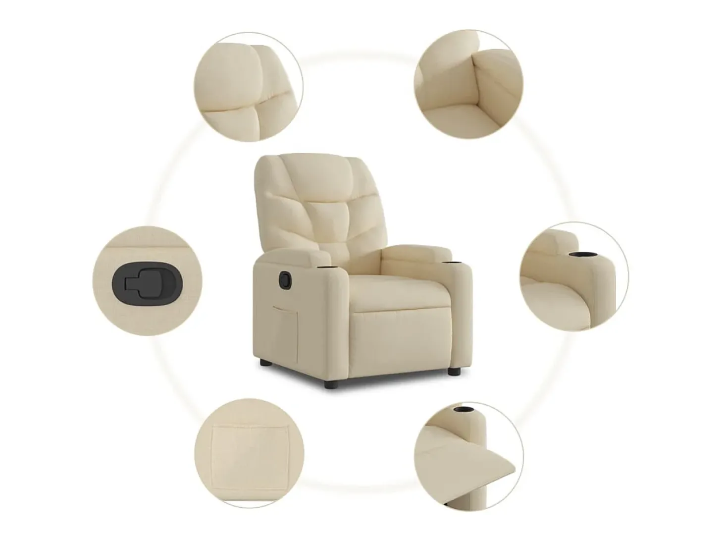 Poltrona reclinável tecido cor creme
