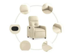Poltrona reclinável tecido cor creme PT352879
