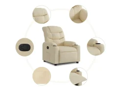 Poltrona reclinável tecido cor creme PT576795