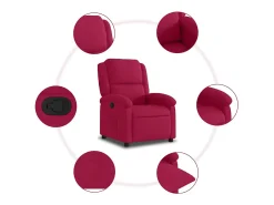 Poltrona reclinável veludo vermelho tinto