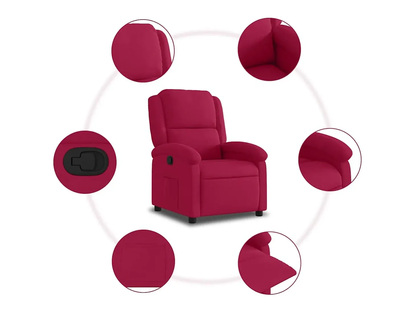 Poltrona reclinável veludo vermelho tinto