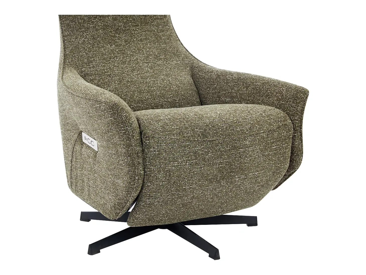 Poltrona relaxante elétrica em tecido texturizado verde TASEMO