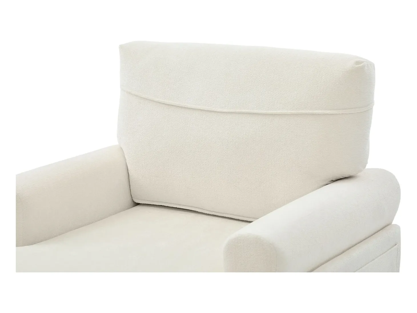 Poltrona relaxante em tecido chenille bege - Com bolsos laterais