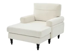Poltrona relaxante em tecido chenille bege - Com bolsos laterais
