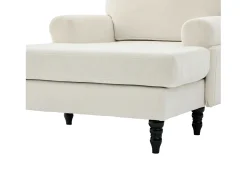 Poltrona relaxante em tecido chenille bege - Com bolsos laterais